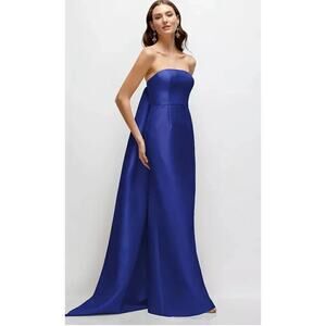 Alfred Sung Cobalt Blue Strapless Satin Gown - Size 2